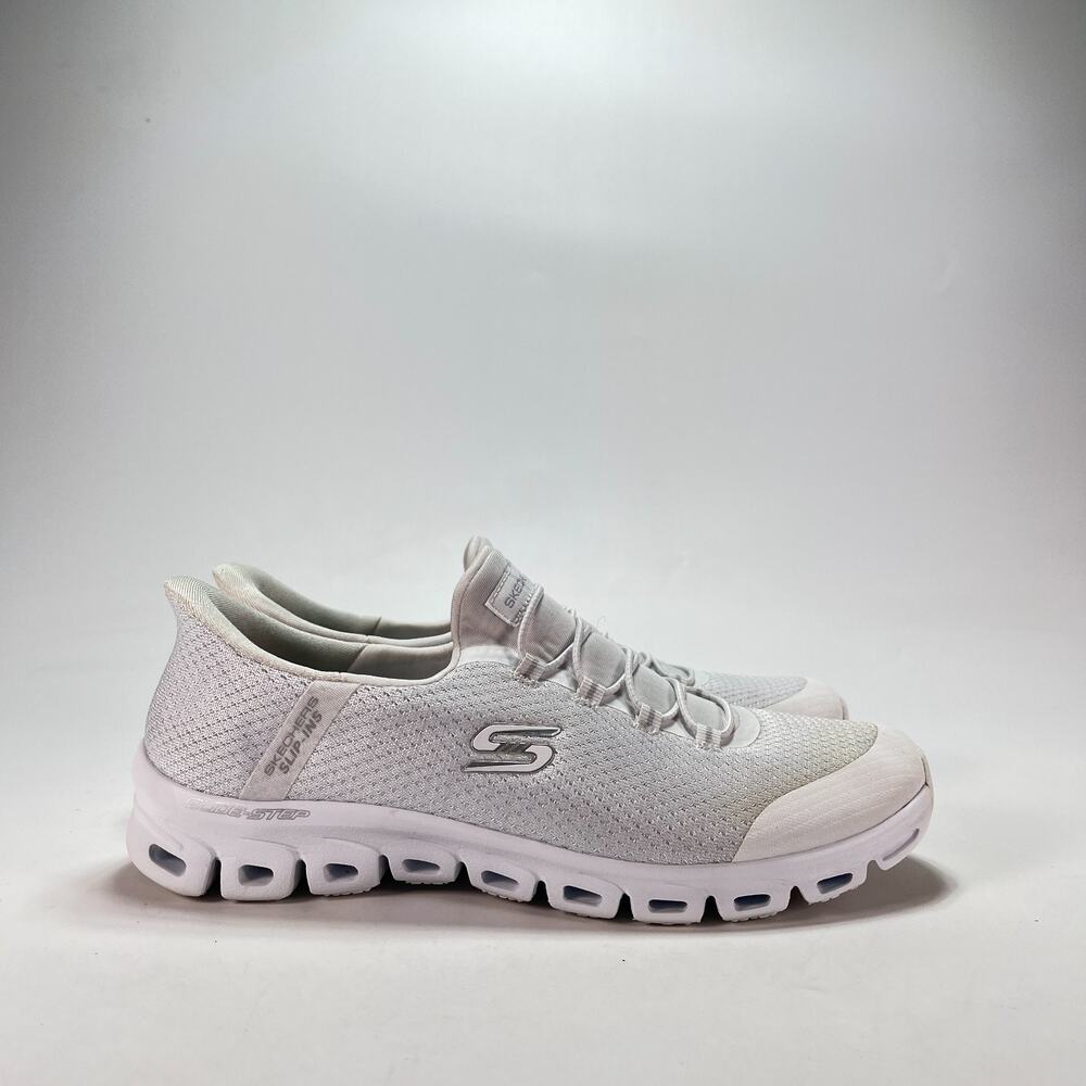 Skechers Glide Step White Silver Walking Sneakers Shoes 104547 Women's Size 8